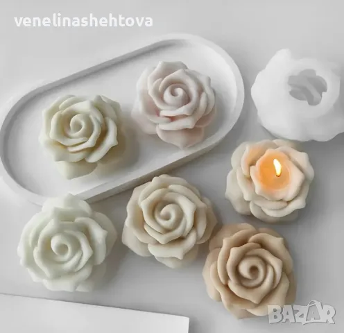 3D Разлистена роза Силиконов молд форма за свещи гипс сапун фондан за декорация на торта 
