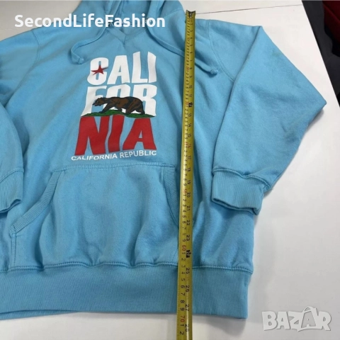 Суитшърти с качулка и ретро надпис с надпис Californian flag размер L, син., снимка 3 - Суичъри - 52796492
