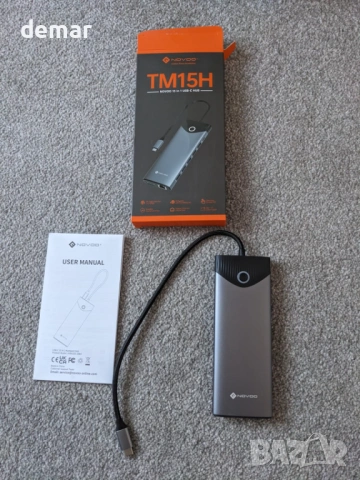 Докинг станция NOVOO USB C 15 в 1, 2 HDMI 4K@60Hz, USB-C/A 10Gbps, VGA, SD/TF четец, RJ 45, снимка 10 - Кабели и адаптери - 53411201