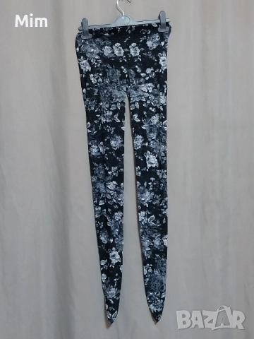 CALZEDONIA S/M Черен чорапогащник от дантела на бели рози , снимка 6 - Бельо - 51957468