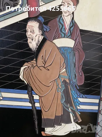 Продавам стара китайска картина,живопис рисувана върху стакло, снимка 6 - Антикварни и старинни предмети - 48155167