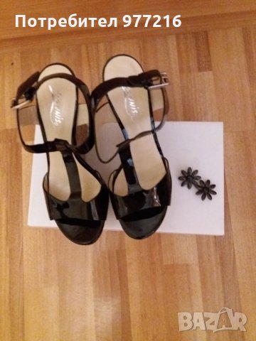 Дамски сандали от естествен лак+подарък стилни обеци