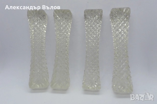 Стар Комплект от 4 бр Поставки за Прибори Стъкло Сервиране Изискано Хранене , снимка 6 - Други ценни предмети - 52910833