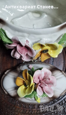 Прекрасен супник с 3д цветя в стил Басано Италия , снимка 10 - Съдове за готвене - 52869440