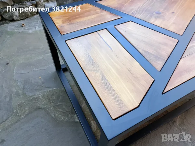 Холна маса от метал и дълво, снимка 3 - Маси - 47575673