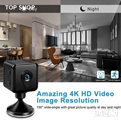 Нова Шпионска мини скрита камера за сигурност наблюдение охрана дом 4K HD, снимка 3 - Аналогови камери - 49265193