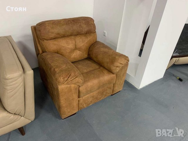 Светло кафяв кожен фотьойл - естествена кожа, снимка 3 - Дивани и мека мебел - 39329111