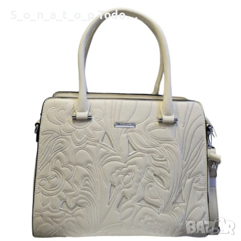 Елегантна дамска чанта с флорален релеф, снимка 3 - Чанти - 51346920