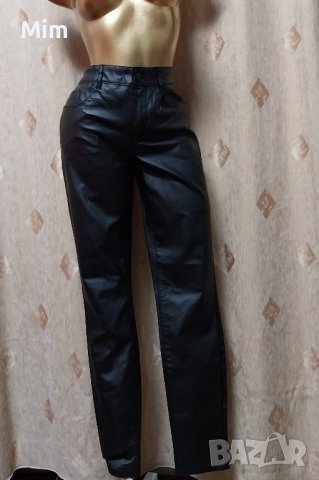 Miss Etam 40 Черен,еластичен,кожен панталон/ клин/ от кожа , снимка 5 - Клинове - 43617946