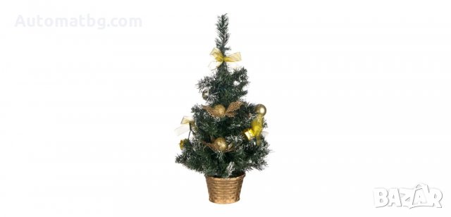 Коледна декоративна елха - саксия, Златни топки,20 Led светлини, Automat, снимка 1 - Декорация за дома - 34771292