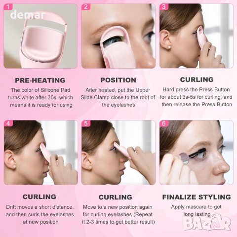 HEBECA Професионална розова нагреваема извивачка за мигли , снимка 6 - Други - 43930479