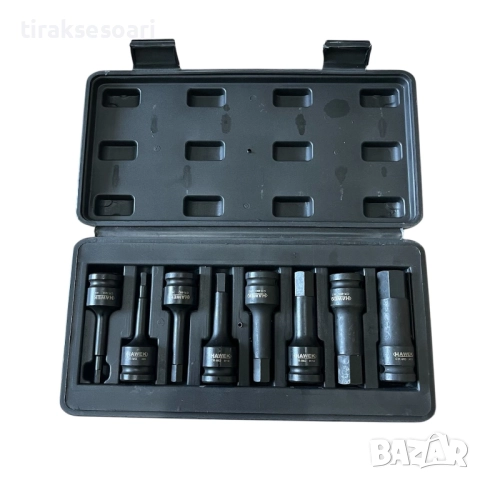 Професионален комплект ударни шестограмни битове HAWEK HW-2049 – 8 части, 1/2", Cr-Mo, , снимка 4 - Други инструменти - 52459656