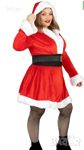 2XL/3XL Червена Коледна рокля за едра дама , снимка 3 - Рокли - 52620822