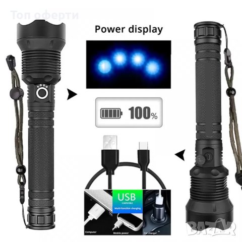 Мощен презареждаем фенер със зуум X-BALOG P90 POWER LIGHT, снимка 3 - Друга електроника - 43354305