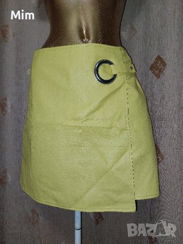 Vero Moda M Жълта кожена къса пола @