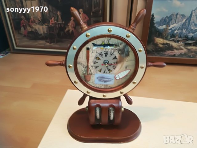 ГОЛЯМ КОРАБЕН РУЛ-АНТИКА-ЧАСОВНИК-33Х28Х12СМ, снимка 10 - Колекции - 28672376