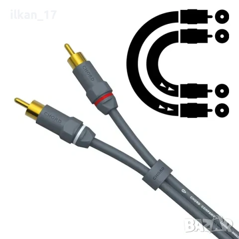 Чинчове Висококачествени Аудио кабел The Chord Company - 2 RCA към 2 RCA кабел -1 м Внос от Германия