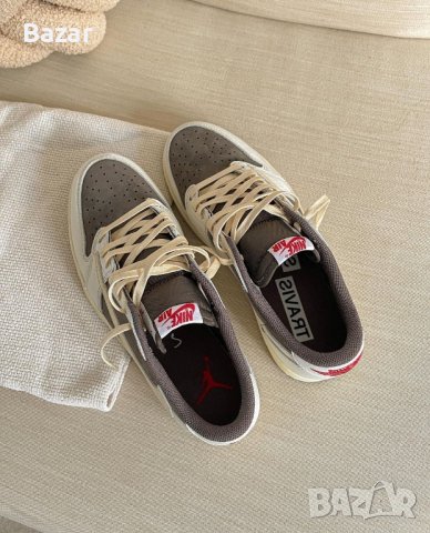Nike Air Jordan 1 Low Travis Scott Mocha Нови Оригинални Обувки Размер 44 Мъжки Маратонки, снимка 4 - Маратонки - 43662051