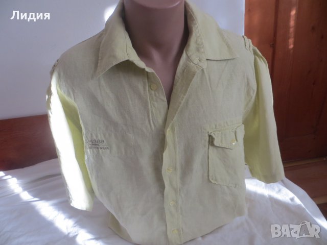 Мъжка риза с къс ръкав от лен LFC, снимка 2 - Ризи - 26313216