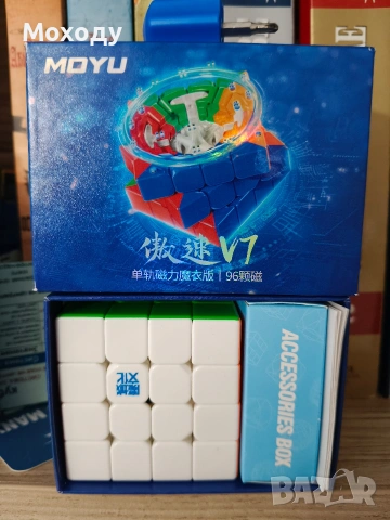 Куб за скоростно нареждане MoYu AoSu V7 4x4x4 Single-Track UV 58мм Mag, снимка 2 - Пъзели - 53402054