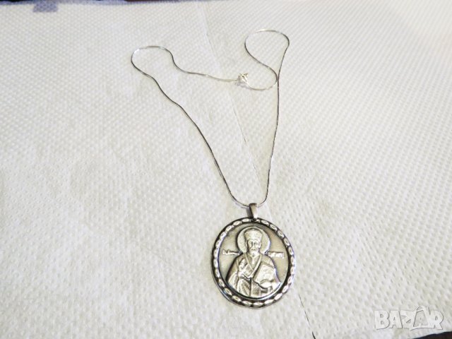 сребърен медальон Свети Николай Чудотворец, икона Свети Николай Чудотворец сребърна икона сребро, снимка 4 - Колиета, медальони, синджири - 33292767
