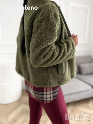 Дамско плюшено яке с цип, снимка 2 - Якета - 53145737