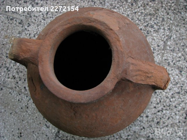 Стара керамична делва амфора с капак, снимка 2 - Антикварни и старинни предмети - 35028367