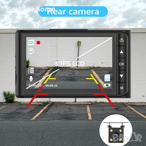 Hobele Dashcam отпред и отзад, двоен рекордер за кола с 32G SD карта, 170° широк ъгъл, 1080P FHD с н, снимка 3 - Аксесоари и консумативи - 43622945