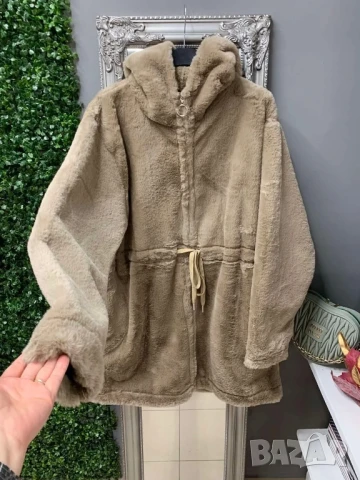 пухкаво яке с качулка и връзки на талията , снимка 2 - Якета - 50871161