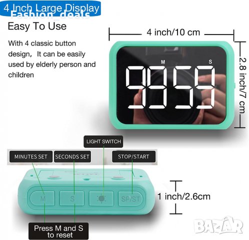Нов Цифров кухненски таймер Голям LED дисплей обратно отброяване, снимка 2 - Друга електроника - 39914941