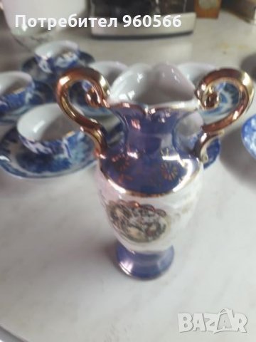 Керамични ваза с позлата, снимка 11 - Вази - 25318387