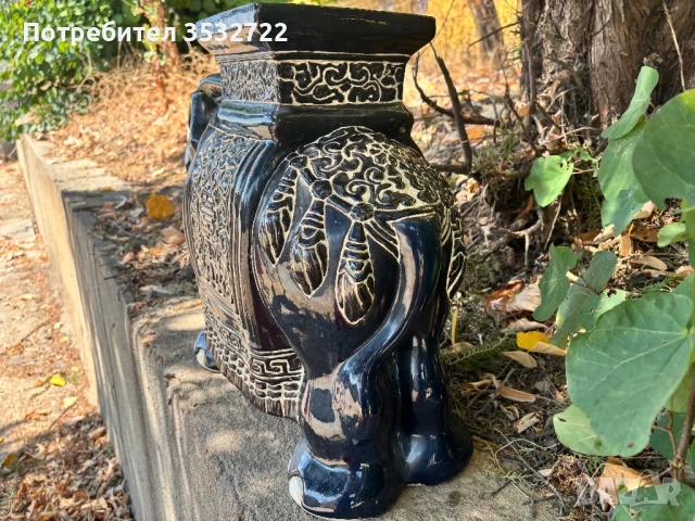 Керамичен слон поставка, снимка 6 - Статуетки - 51081880