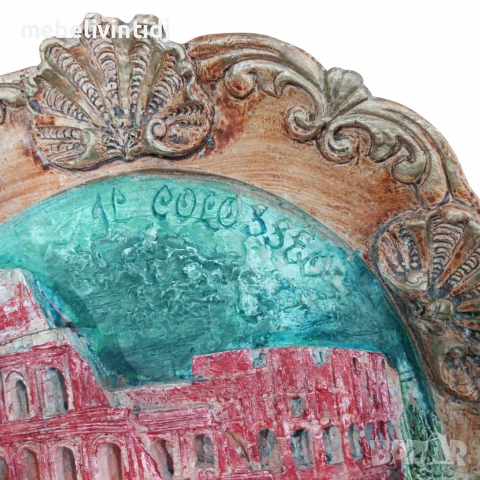 Сувенирна релефна чиния "AP COLOSSEO" на Колизеума в Рим, снимка 2 - Чинии - 53596004