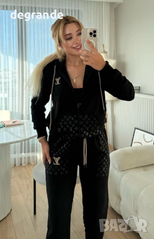 Черен Дамски спортен екип Louis Vuitton 2 части