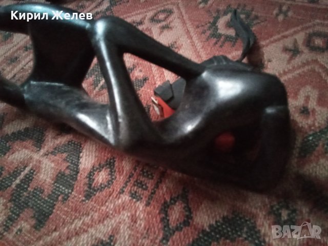 Фигурка стара дървена АБАНОС статуетка ръчна АРТ изработка Скулптура 34212, снимка 13 - Статуетки - 38944939