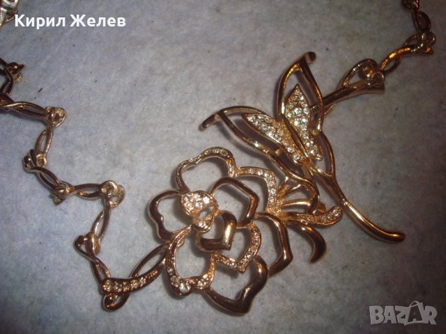 РАЗКОШНА ФЛОРАЛНА КРИСТАЛНА с ПОЗЛАТА АЖУРНА АРТ ОГЪРЛИЦА КОЛИЕ 30142, снимка 9 - Колиета, медальони, синджири - 37851591
