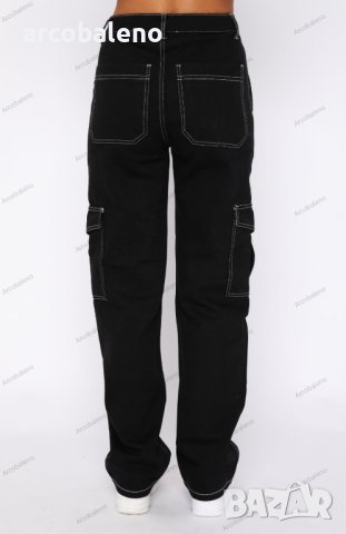 Модерен дамски пачуърк прав панталон с много джобове, 2цвята, снимка 6 - Панталони - 44014701