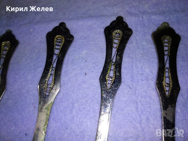 КОМПЛЕКТ 6 Стари РУСКИ БРОНЗОВИ ДЕБЕЛО ПОСРЕБРЕНИ ЛЪЖИЦИ с ФИЛИГРАННА ОРНАМЕНТИКА 42197, снимка 12 - Колекции - 43806649
