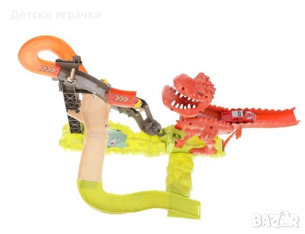 Писта Динозавър с метални коли и изтрелвач, музикални ефекти , снимка 6 - Коли, камиони, мотори, писти - 52667254