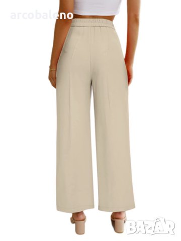 Ежедневни дамски широки панталони с копчета и джобове с висока талия, 5цвята - 024, снимка 7 - Панталони - 40956746