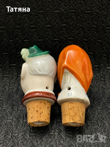 Vintage Hand-Painted German Porcelain Bottle Pourer Stoppers, снимка 5 - Антикварни и старинни предмети - 53089703