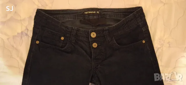 Дамски джинси в лилаво и черно, XS, ниска талия, тип цигара, снимка 7 - Други - 48290569