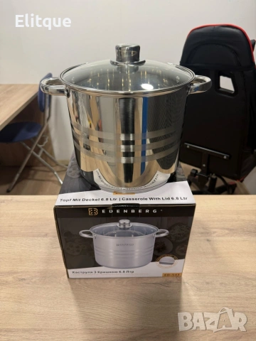 Тенджера Edenberg от неръждаема стомана и многослойно дъно за бързо и равномерно готвене, снимка 11 - Съдове за готвене - 53424041