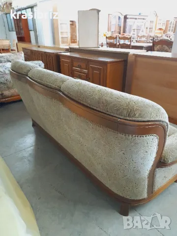 Диван-3ка-Дърво и Плюш -внос от Германия! , снимка 6 - Дивани и мека мебел - 47847452