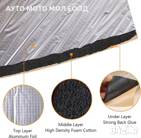 Шумоизолация за кола/Самозалепващо фолио 120x100x6mm., снимка 2 - Аксесоари и консумативи - 46839207