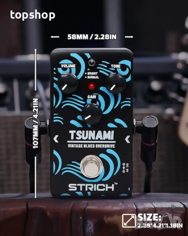 Нов STRICH TSUNAMI Педал за китара Overdrive, Blues Drive Vintage Overdrive ефект, Warm/Hot режими.., снимка 6 - Китари - 52152453