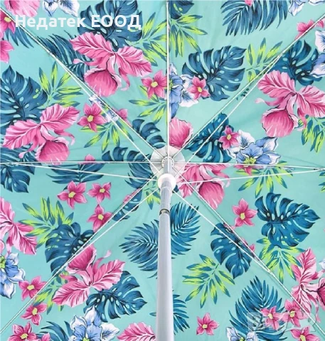  Плажен чадър с метална конструкция, Тюркоаз, Ø2м. , снимка 2 - Други - 50454032