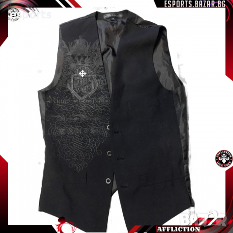 Мъжка жилетка Monarchy Black Embroidery S Small Rare Vest в черно, снимка 1 - Костюми - 36551727