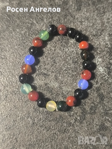 Гривни Естествен Ахат 6мм, снимка 2 - Гривни - 52198479