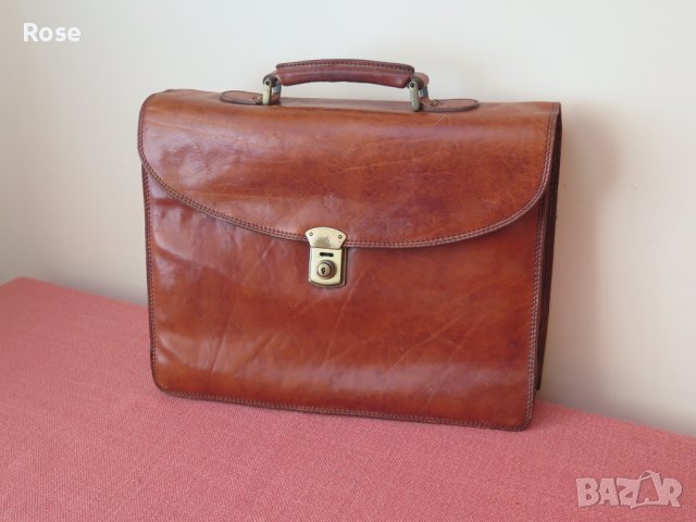 Vintage, Italy,кожена чанта за документи, бизнес чанта, снимка 3 - Чанти - 43396920